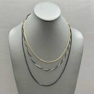 Medici Necklace Layered Chain Gold Tone Black Multi Strand 22 In Womens Jewelry